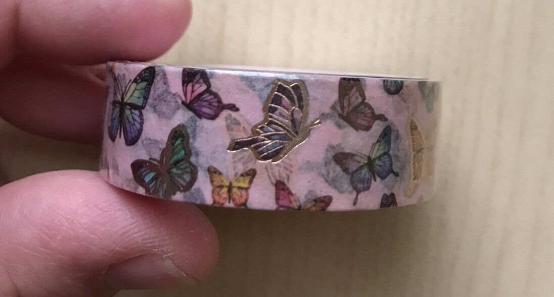 Simply Gilded Pink Butterfly With Rose Gold Washi