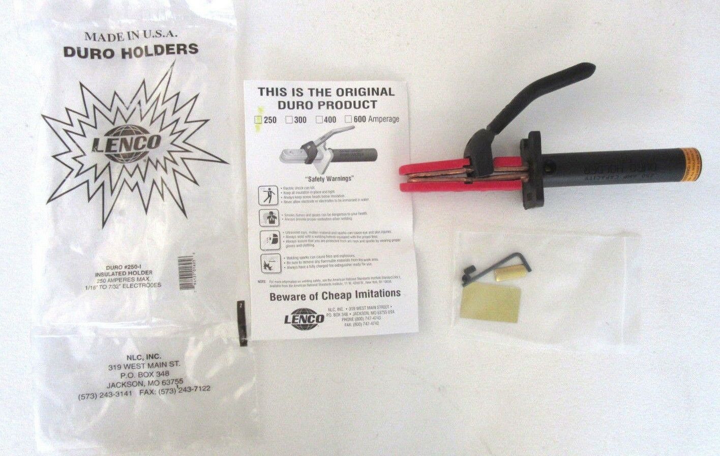 Usa Made Lenco Duro 250 Amp Stinger Welding Electrode Holder Insulated 1/0 Cable