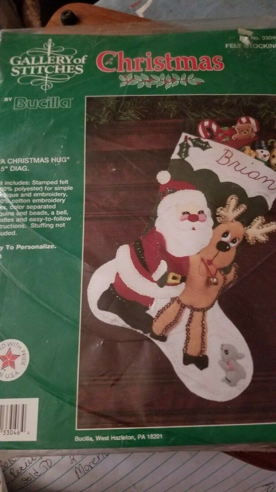 Bucilla Gallery Stitches Santa And Rudolph Stocking Felt Stocking Kit Retired