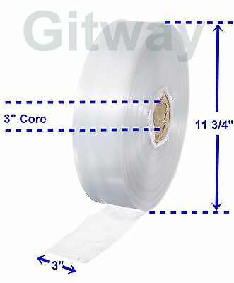 3" X 2150' Clear Poly Tubing Tube Plastic Bag Polybags Custom Bags On A Roll 2ml
