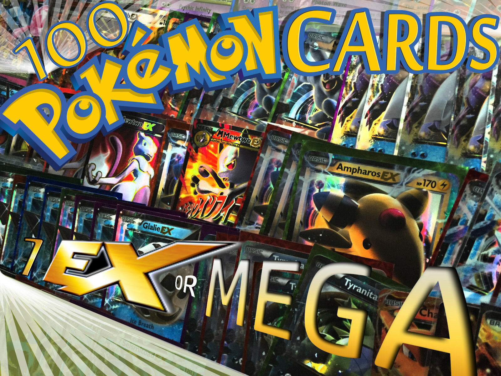 Pokemon Tcg 100 Card Lot Gx / Ex Or Mega Ex Ultra Hyper Rare Full Art Holo Cards