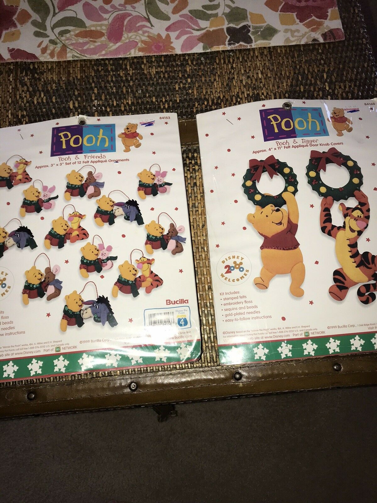 Disney Winnie The Pooh Felt Applique Jeweled Ornament & Door Knob Cover Kit Lot