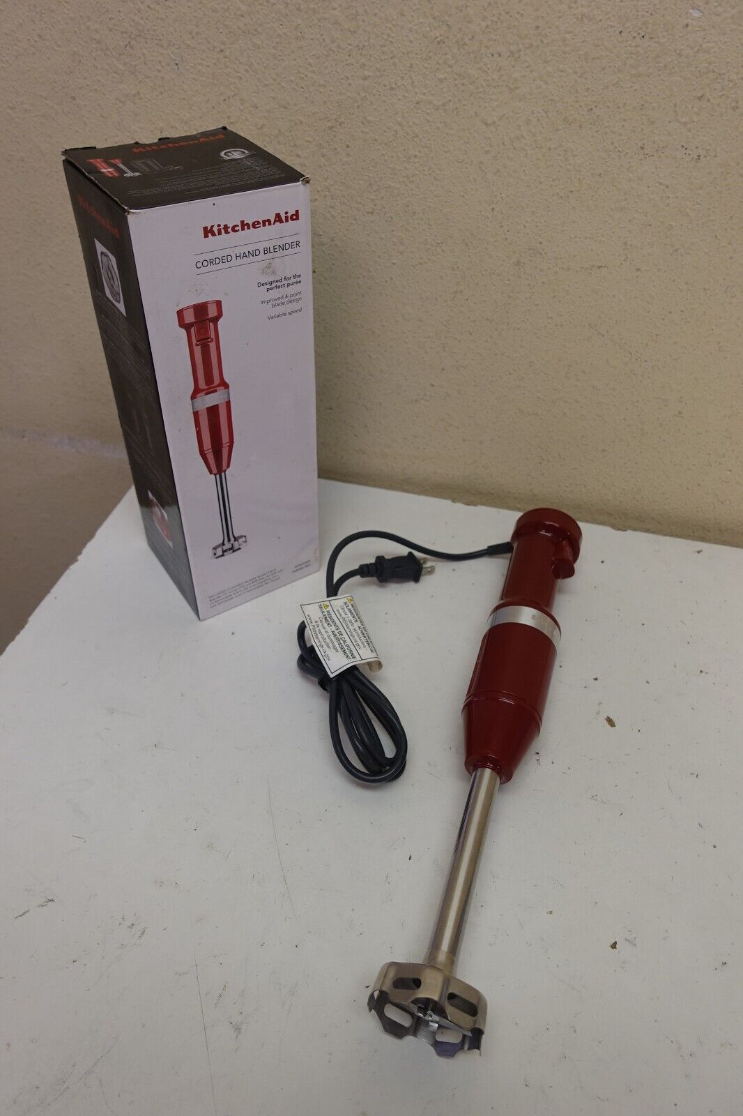 Kitchenaid Variable Speed Corded Hand Blender Handheld Khbv53er Empire Red