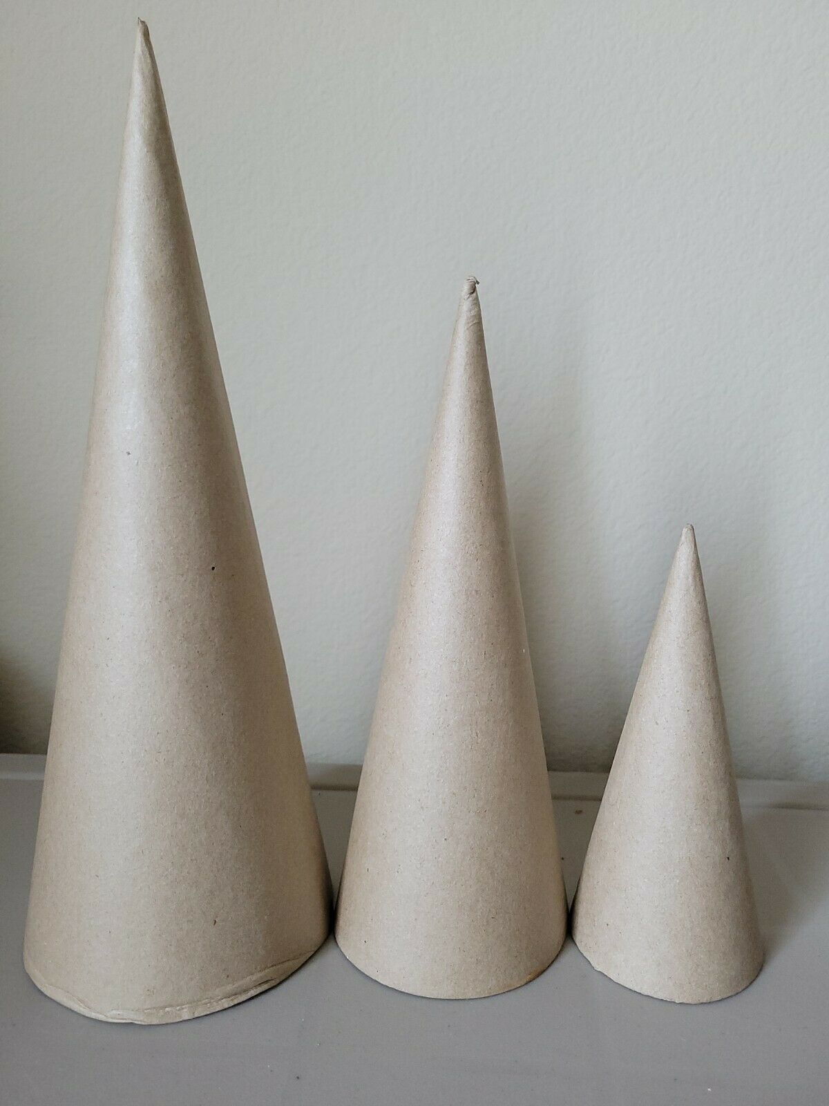 Bent Bottom And Tip.paper Mache Cones. Variety Pack 3 Sizes
