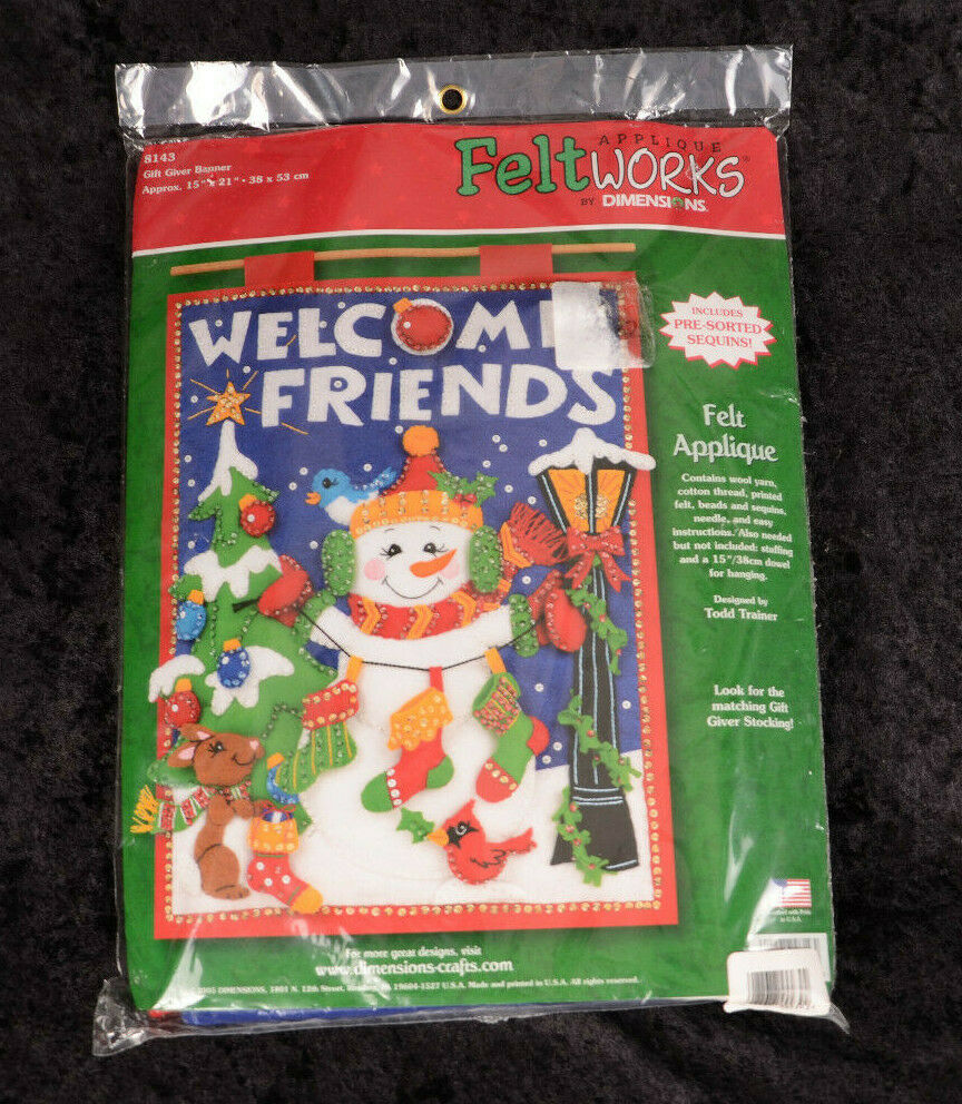 Dimensions Gift Giver Felt Banner Applique Christmas Kit 8143 15 X 21 Snowman