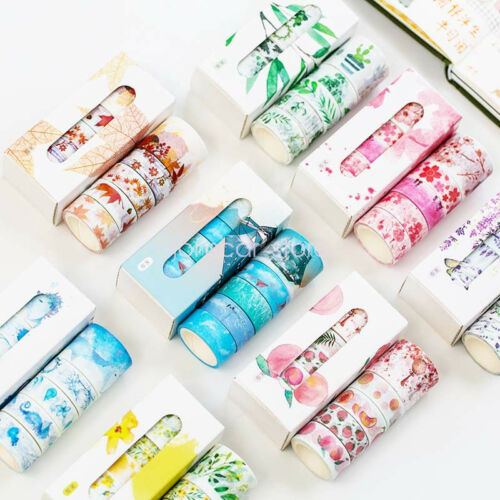 5pcs/box Washi Tapes Decorative Adhesive Tape Festival Diy Crafts Gift Wrapping